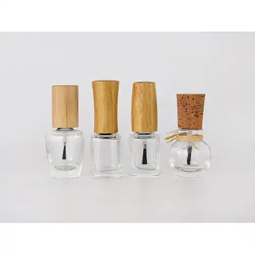 Nail Polish Glass Bottle with Wooden Lid