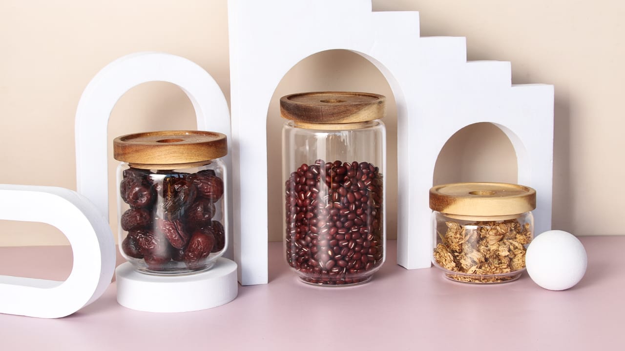 Food Jars with Wooden Lid