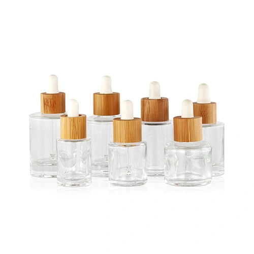 Bamboo Collar Cosmetic Serum Glass Dropper Bottles