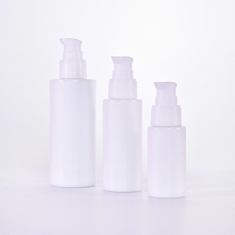 Round glass cosmetic opal glass bottles with wooden lid