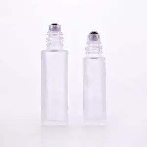 10ml 15ml transparent round shape glass roll on bottle with bamboo lid for perfume essential oil Antiperspirant deodorant
