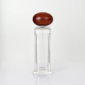 Wooden Cap Refillable Glass Perfume Spray Bottle