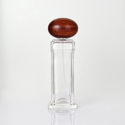 Wooden Cap Refillable Glass Perfume Spray Bottle