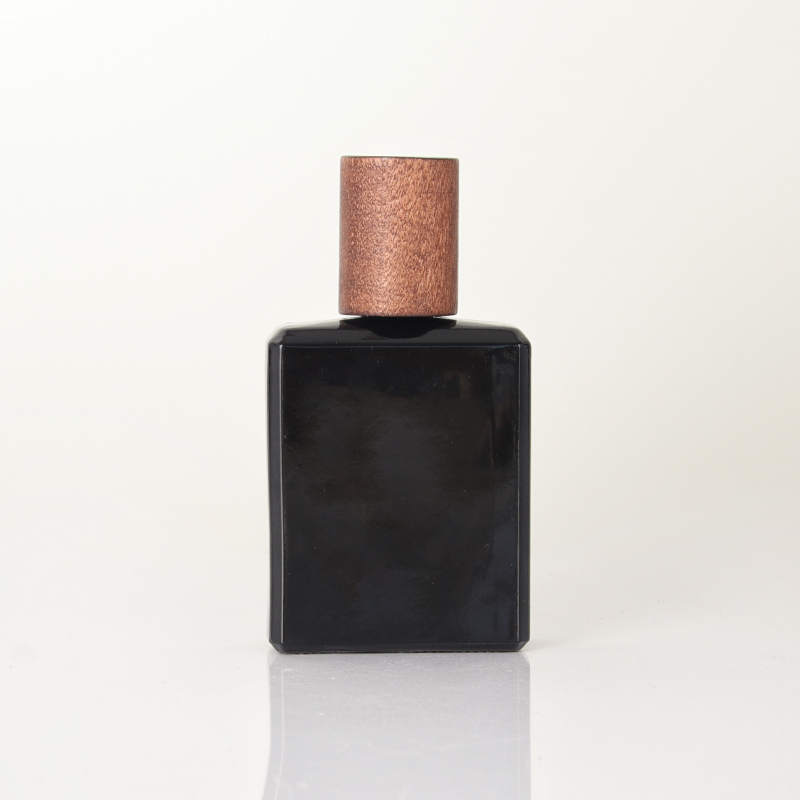 Bamboo Lid Empty Black Container Perfume Bottle