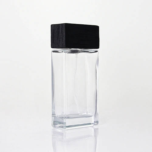 Ash Wooden Cap Glass Perfume Bottle with Sprayer Pump
