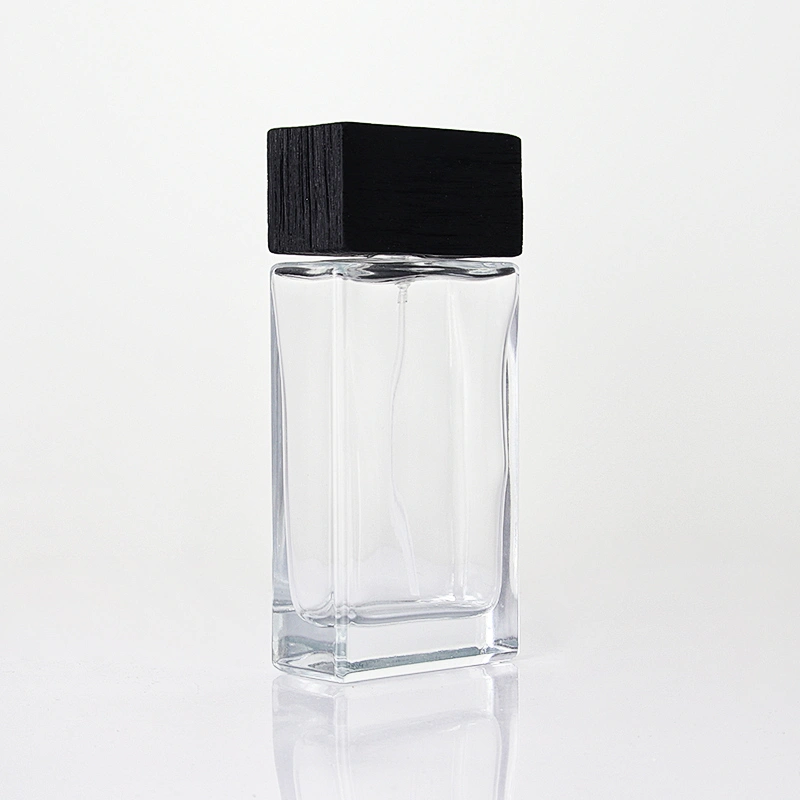 Ash Wooden Cap Glass Perfume Bottle with Sprayer Pump