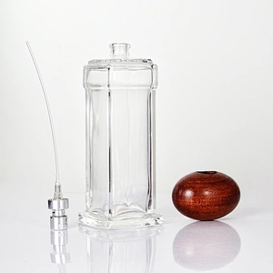 Wooden Cap Refillable Glass Perfume Spray Bottle