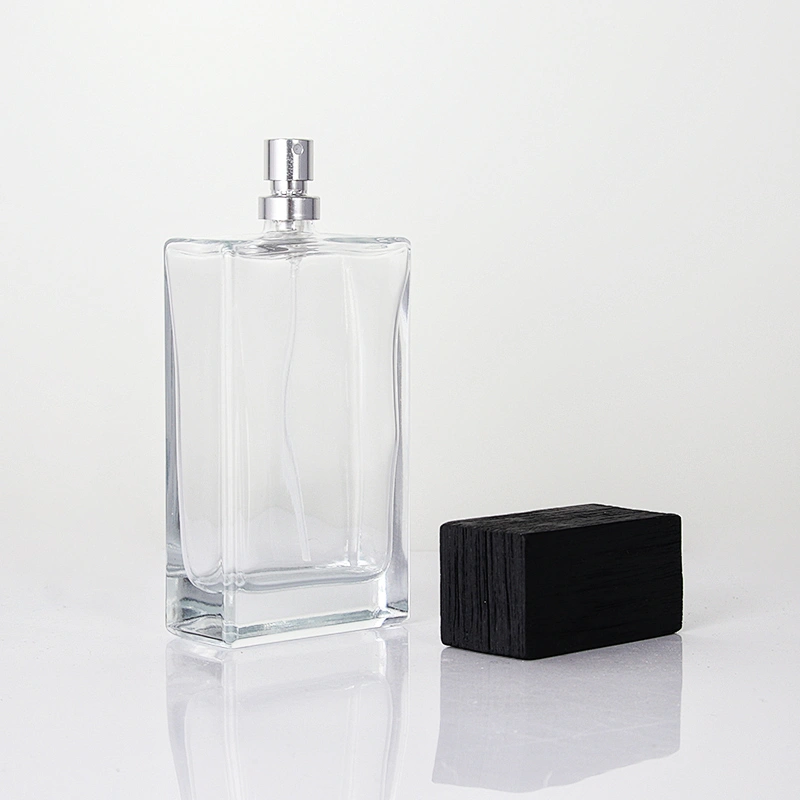 Ash Wooden Cap Glass Perfume Bottle with Sprayer Pump