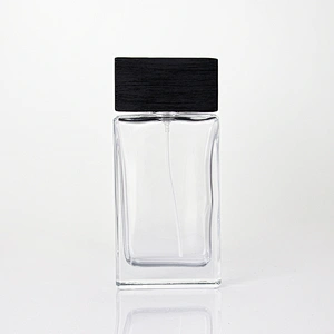 Ash Wooden Cap Glass Perfume Bottle with Sprayer Pump