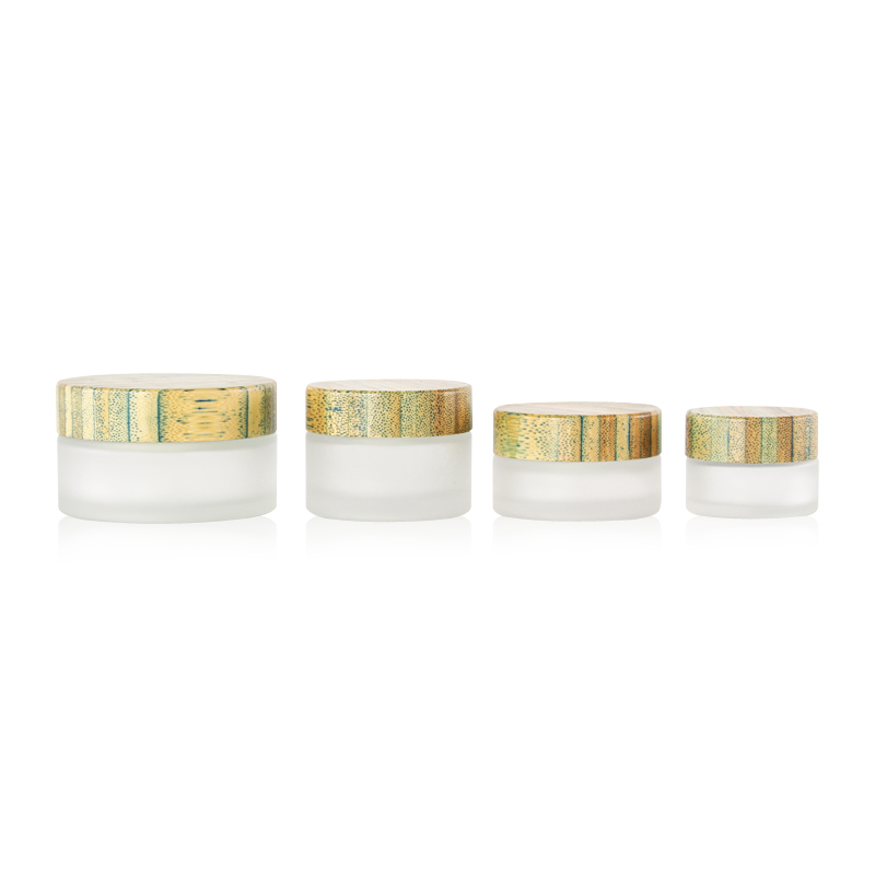 Frosted Glass Jars with Bamboo Lids Wholesale