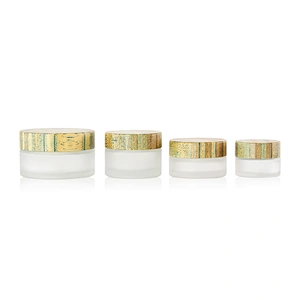 Frosted Glass Jars with Bamboo Lids Wholesale