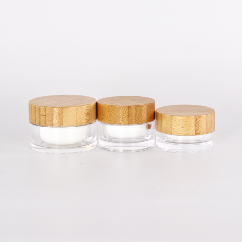Empty 50g Acrylic Cream Jar with Bamboo Lid