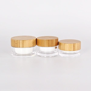 Empty 50g Acrylic Cream Jar with Bamboo Lid