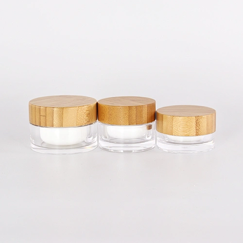 Empty 50g Acrylic Cream Jar with Bamboo Lid