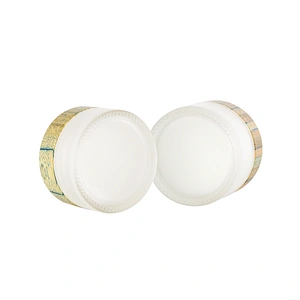 Frosted Glass Jars with Bamboo Lids Wholesale