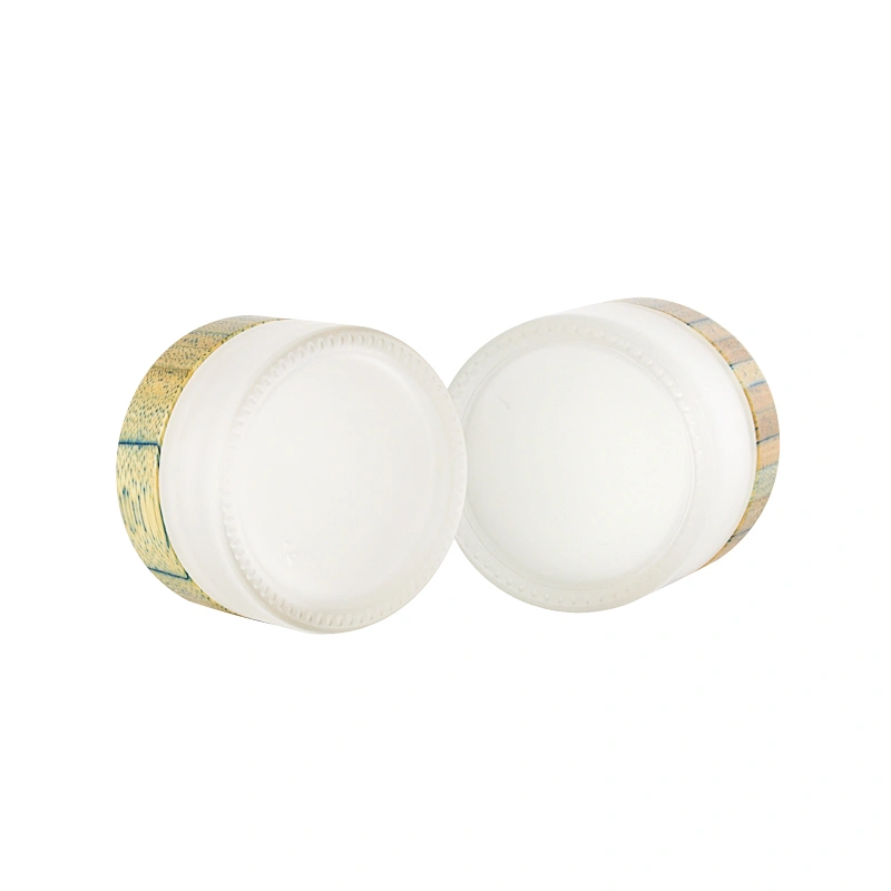 Frosted Glass Jars with Bamboo Lids Wholesale