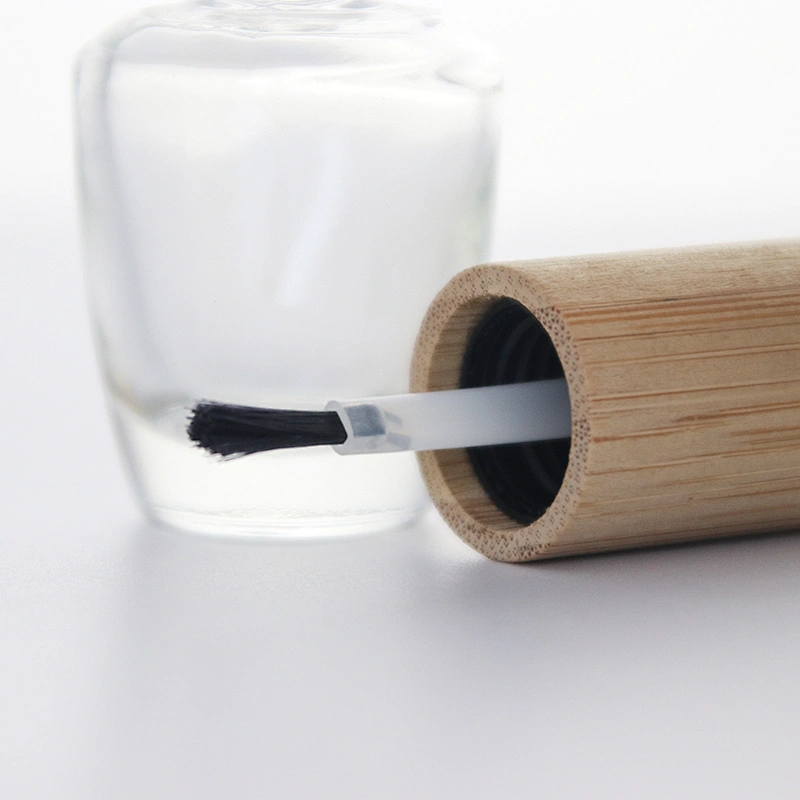 15mL Empty Bamboo Lid Nail Polish Glass Bottle with Brush
