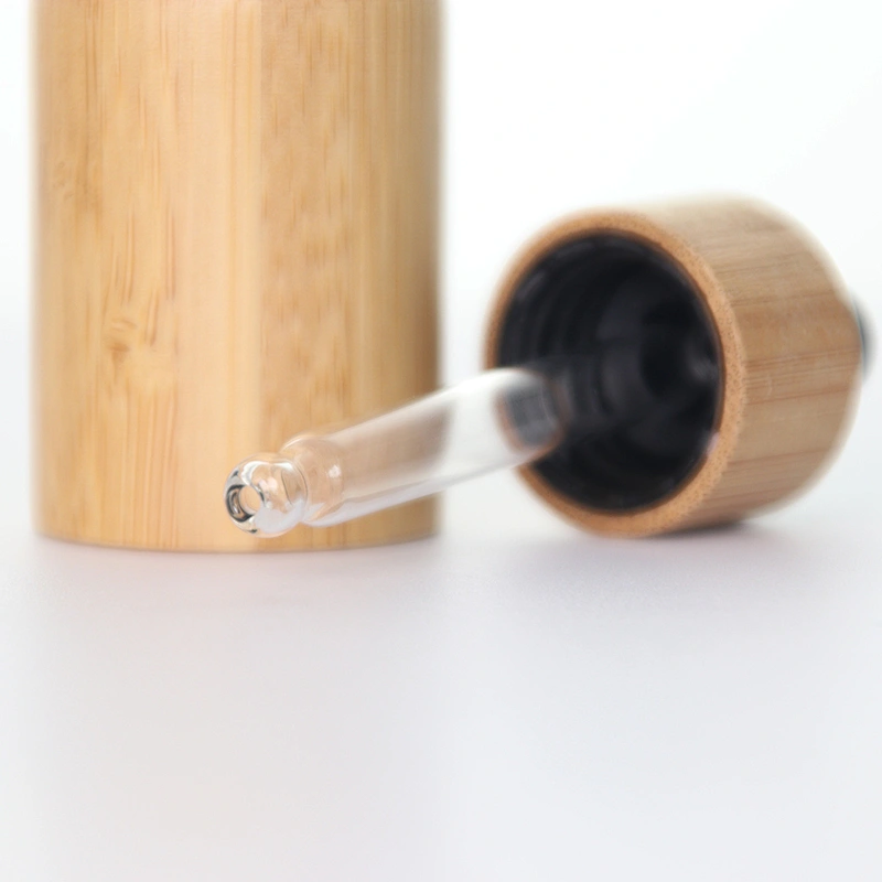 5-100mL Bamboo Cover Glass Bottles with Dropper Caps