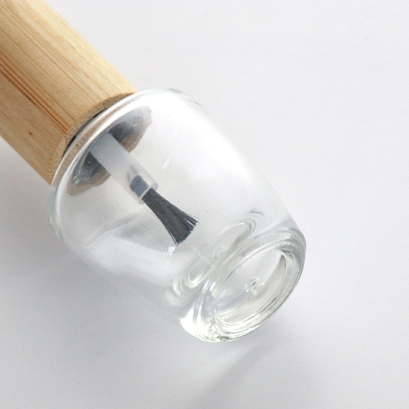 15mL Empty Bamboo Lid Nail Polish Glass Bottle with Brush