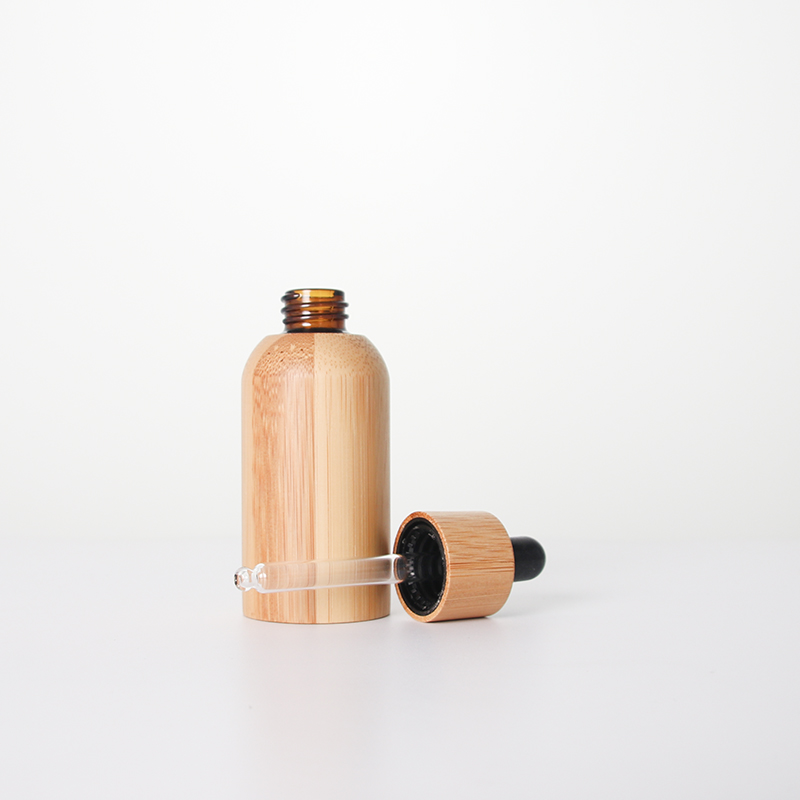 5-100mL Bamboo Cover Glass Bottles with Dropper Caps