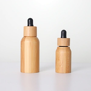 5-100mL Bamboo Cover Glass Bottles with Dropper Caps