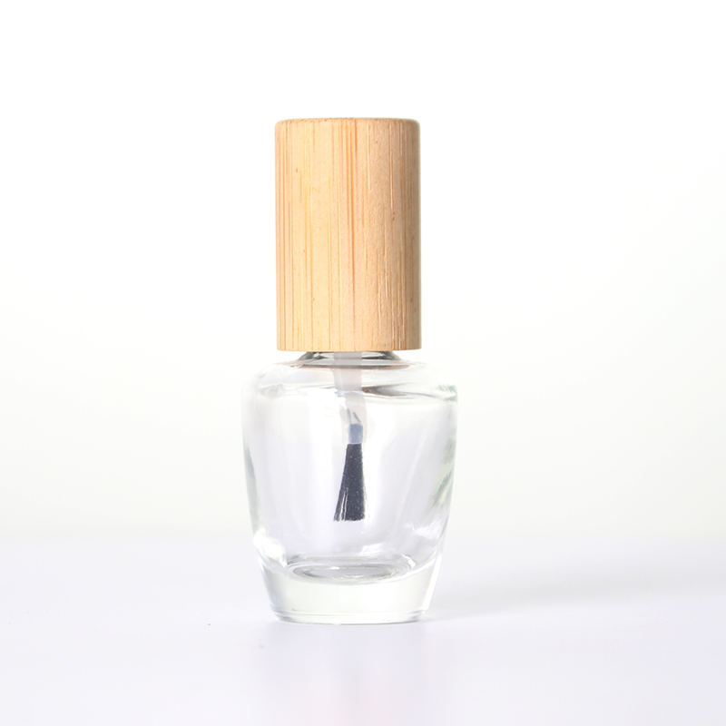 15mL Empty Bamboo Lid Nail Polish Glass Bottle with Brush