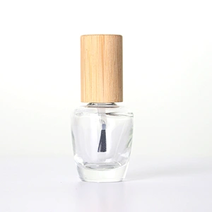 15mL Empty Bamboo Lid Nail Polish Glass Bottle with Brush