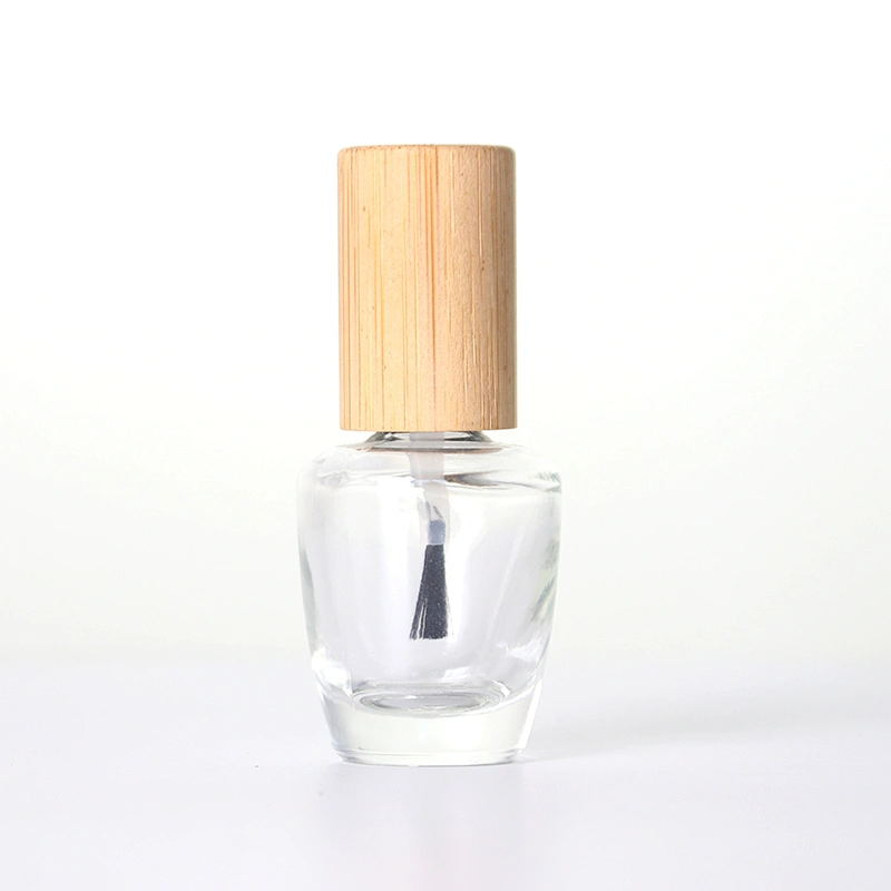 15mL Empty Bamboo Lid Nail Polish Glass Bottle with Brush