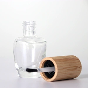 15mL Empty Bamboo Lid Nail Polish Glass Bottle with Brush