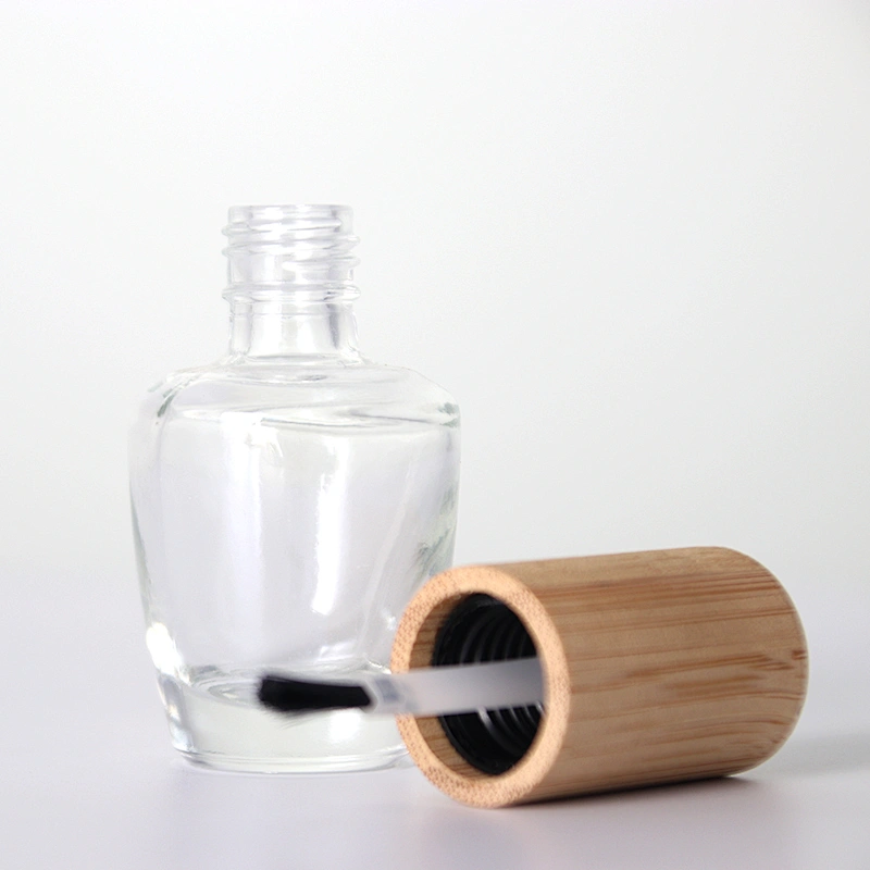 15mL Empty Bamboo Lid Nail Polish Glass Bottle with Brush