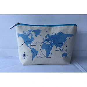 Custom logo print cotton canvas cosmetic pouch with zipper