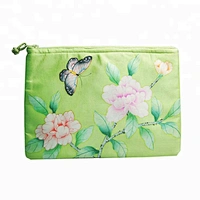 Fashion green flower makeup pouch