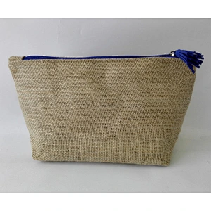 Custom jute cosmetic bag with tassel