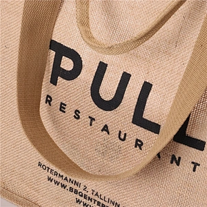 custom logo printing reusable and eco-friendly Jute  beach tote bag