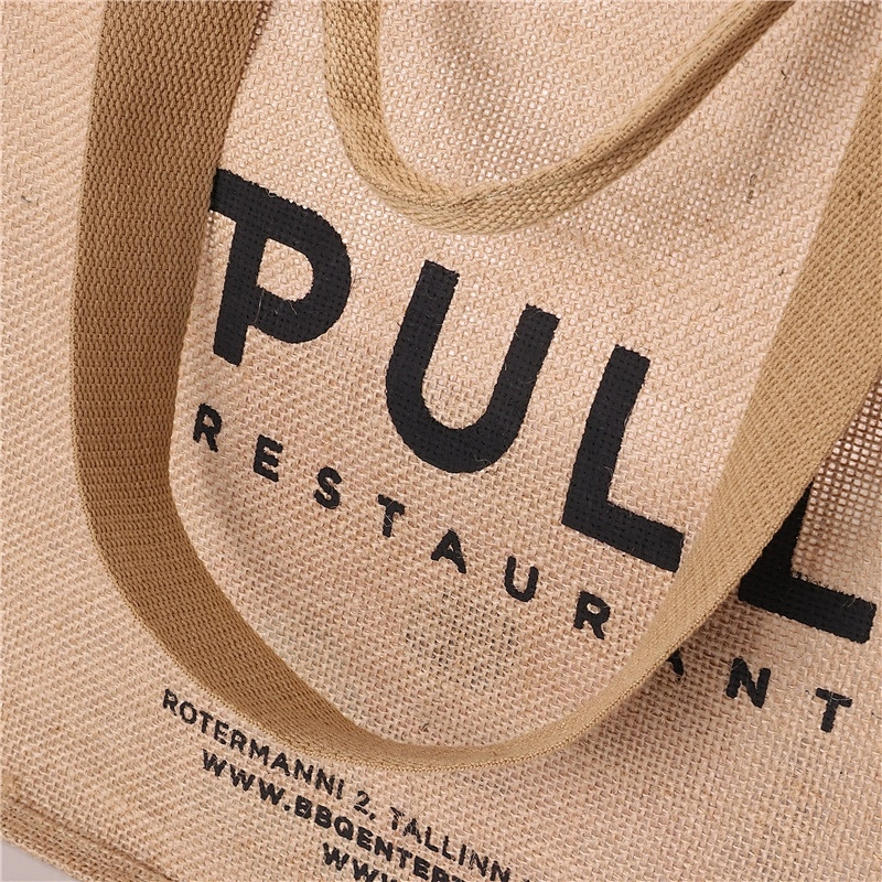 custom logo printing reusable and eco-friendly Jute  beach tote bag