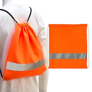BSCI Wholesale Amazon polyester sport drawstring backpack yellow reflective drawstring bag