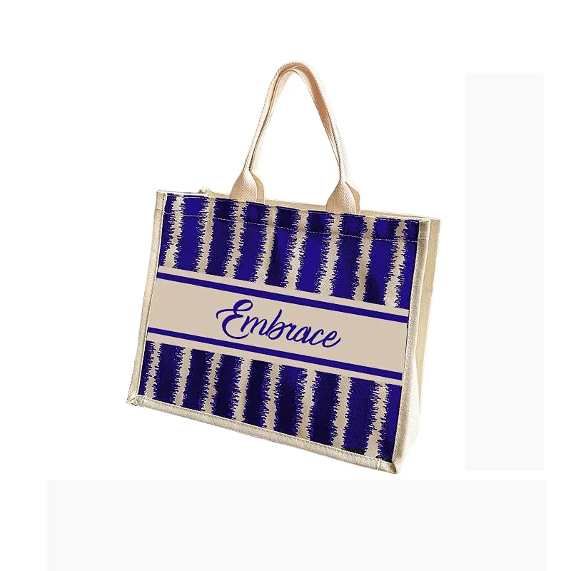 BSCI Wholesale Amazon Canvas Beach bag With cobalt blue