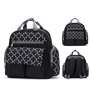 BSCI Wholesale Amazon High Quality Fashionable Fashionable Tote Bag Baby Nappy Bag Black Diaper For Mother Maternity Diaper Bag