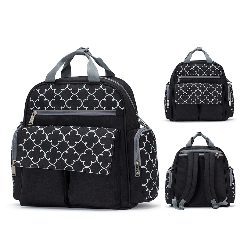 BSCI Wholesale Amazon High Quality Fashionable Fashionable Tote Bag Baby Nappy Bag Black Diaper For Mother Maternity Diaper Bag