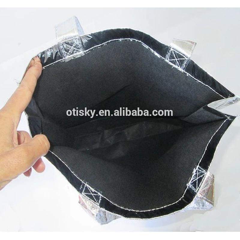 Shiny Aluminium Foil  non woven custom printed reusable shopping bag