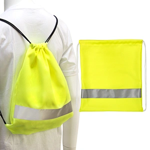 BSCI Wholesale Amazon polyester sport drawstring backpack yellow reflective drawstring bag