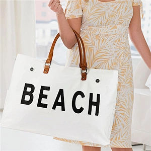 Wholesale Custom Personalized 2022 New Design Large Waterproof Sand Proof Women Summer Canvas Tote Beach Bag