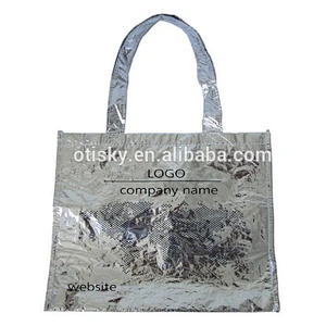 Shiny Aluminium Foil  non woven custom printed reusable shopping bag
