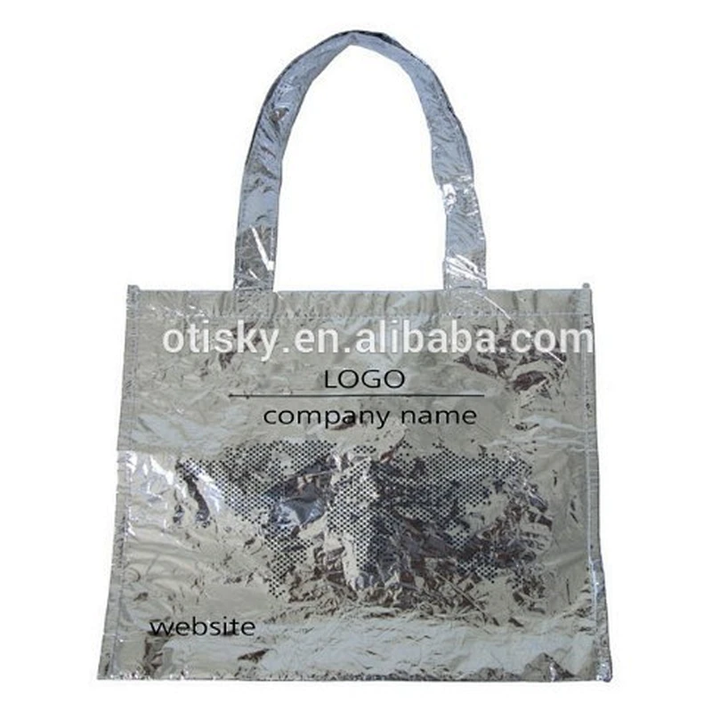 Shiny Aluminium Foil  non woven custom printed reusable shopping bag