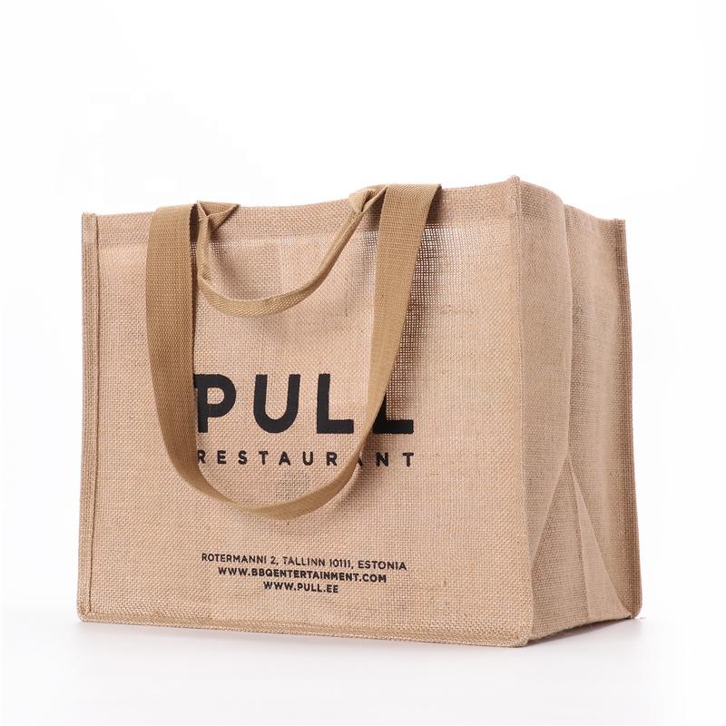 custom logo printing reusable and eco-friendly Jute  beach tote bag