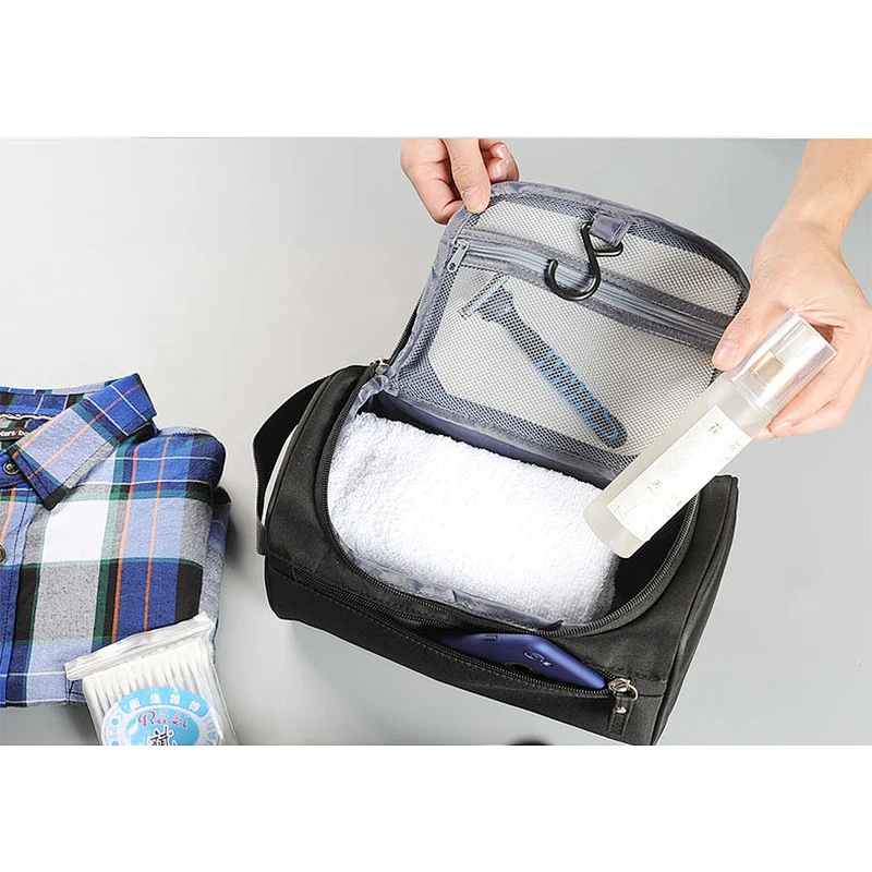 BSCI Custom Logo Waterproof Nylon Travel Organizer Cosmetic Bag Hanging Travel Makeup Bags Washing Toiletry Kits Storage Bags