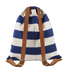 BSCI Wholesale Cotton Sports Drawstring Backpack Custom Logo Fitness Canvas Drawstring Bags For Promotion