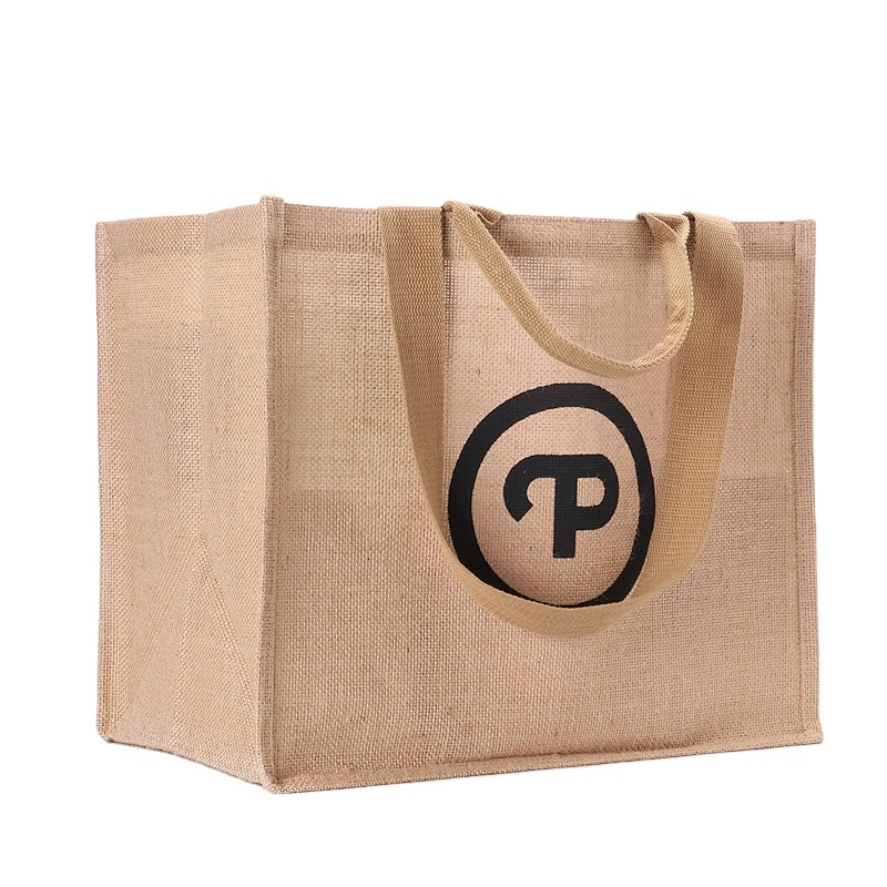 custom logo printing reusable and eco-friendly Jute  beach tote bag