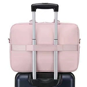 BSCI Wholesale Amazon lightweight business bags Factory custom women 15.6 inch pink briefcase laptop shoulder bag