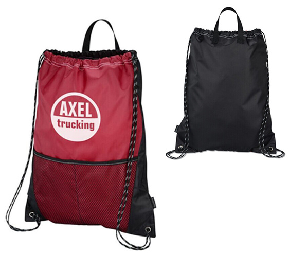 BSCI Wholesale Amazon high quality Drawstring bag custom logo fitness backpack duffle Mesh Pocket Drawstring gym bag